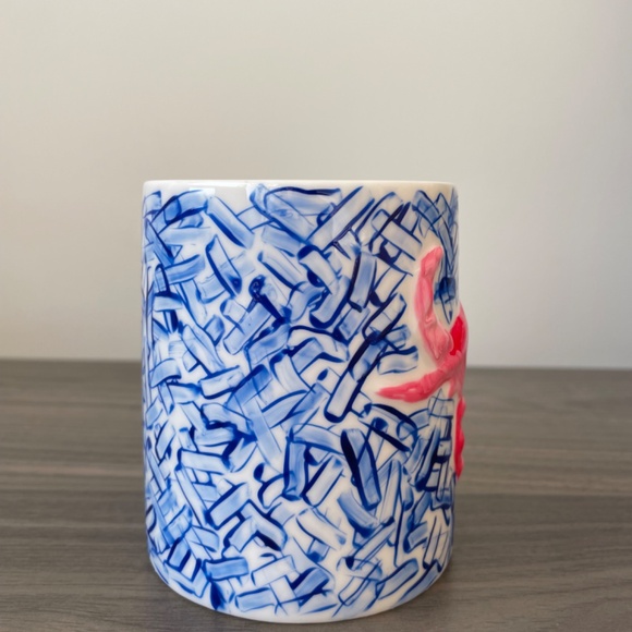 Hand Painted Textured Cross Hatch Abstract Mug - Picture 3 of 8